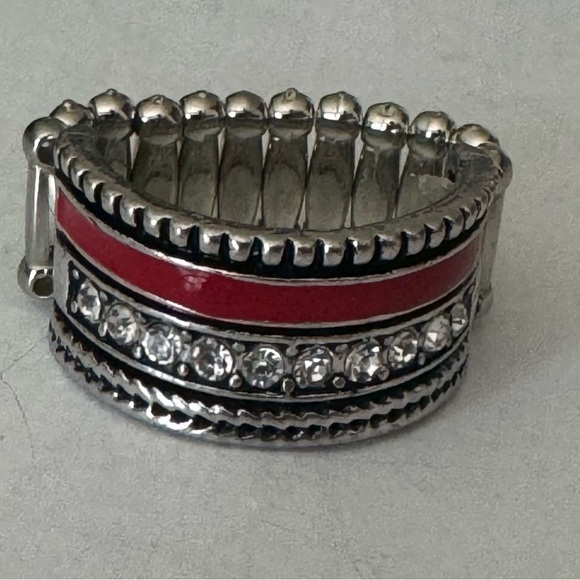 Unique Silver Tone Band Statement Ring - One Size Stretch Back - Picture 6 of 7
